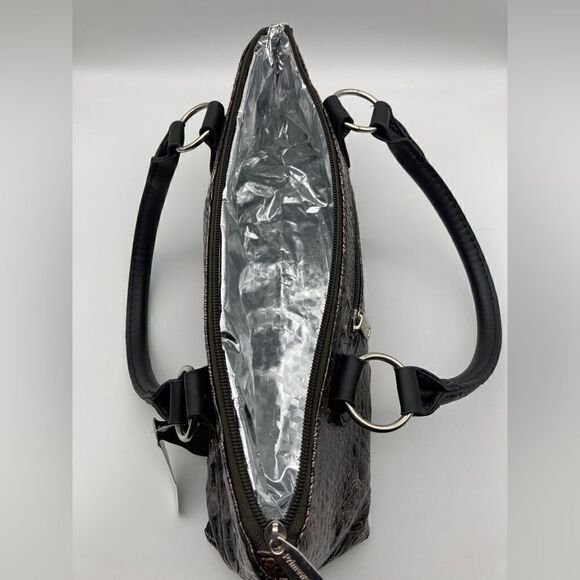 Insulated Wine Clutch Alligator Print Patent Copper Brown NWT - Picture 4 of 7